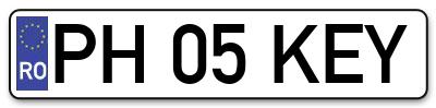 Placuta inmatriculare numar auto  PH-05-KEY, PH 05 KEY, PH05KEY