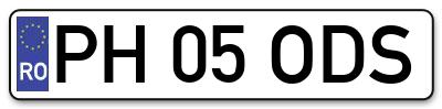 Placuta inmatriculare numar auto  PH-05-ODS, PH 05 ODS, PH05ODS