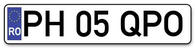 Placuta inmatriculare numar auto  PH-05-QPO, PH 05 QPO, PH05QPO