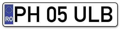 Placuta inmatriculare numar auto  PH-05-ULB, PH 05 ULB, PH05ULB