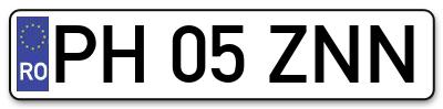 Placuta inmatriculare numar auto  PH-05-ZNN, PH 05 ZNN, PH05ZNN