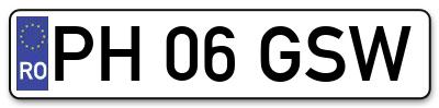 Placuta inmatriculare numar auto  PH-06-GSW, PH 06 GSW, PH06GSW