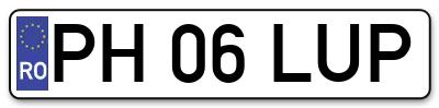 Placuta inmatriculare numar auto  PH-06-LUP, PH 06 LUP, PH06LUP