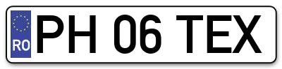 Placuta inmatriculare numar auto  PH-06-TEX, PH 06 TEX, PH06TEX