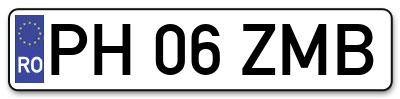 Placuta inmatriculare numar auto  PH-06-ZMB, PH 06 ZMB, PH06ZMB