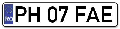 Placuta inmatriculare numar auto  PH-07-FAE, PH 07 FAE, PH07FAE