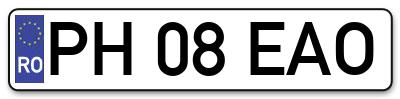 Placuta inmatriculare numar auto  PH-08-EAO, PH 08 EAO, PH08EAO