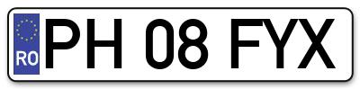 Placuta inmatriculare numar auto  PH-08-FYX, PH 08 FYX, PH08FYX