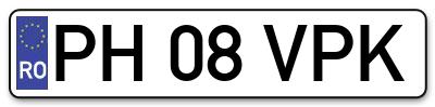 Placuta inmatriculare numar auto  PH-08-VPK, PH 08 VPK, PH08VPK