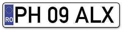 Placuta inmatriculare numar auto  PH-09-ALX, PH 09 ALX, PH09ALX