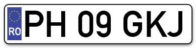 Placuta inmatriculare numar auto  PH-09-GKJ, PH 09 GKJ, PH09GKJ