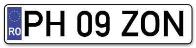 Placuta inmatriculare numar auto  PH-09-ZON, PH 09 ZON, PH09ZON