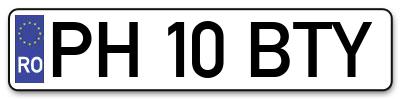 Placuta inmatriculare numar auto  PH-10-BTY, PH 10 BTY, PH10BTY