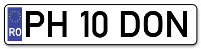 Placuta inmatriculare numar auto  PH-10-DON, PH 10 DON, PH10DON