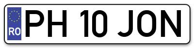 Placuta inmatriculare numar auto  PH-10-JON, PH 10 JON, PH10JON