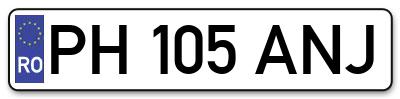 Placuta inmatriculare numar auto  PH-105-ANJ, PH 105 ANJ, PH105ANJ
