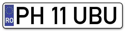 Placuta inmatriculare numar auto  PH-11-UBU, PH 11 UBU, PH11UBU