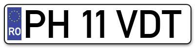 Placuta inmatriculare numar auto  PH-11-VDT, PH 11 VDT, PH11VDT