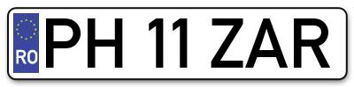 Placuta inmatriculare numar auto  PH-11-ZAR, PH 11 ZAR, PH11ZAR