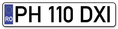 Placuta inmatriculare numar auto  PH-110-DXI, PH 110 DXI, PH110DXI