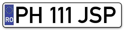 Placuta inmatriculare numar auto  PH-111-JSP, PH 111 JSP, PH111JSP