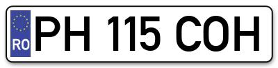 Placuta inmatriculare numar auto  PH-115-COH, PH 115 COH, PH115COH