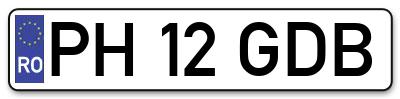 Placuta inmatriculare numar auto  PH-12-GDB, PH 12 GDB, PH12GDB