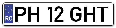 Placuta inmatriculare numar auto  PH-12-GHT, PH 12 GHT, PH12GHT