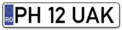 Placuta inmatriculare numar auto  PH-12-UAK, PH 12 UAK, PH12UAK
