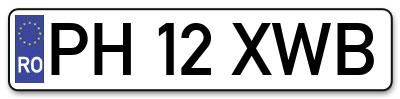 Placuta inmatriculare numar auto  PH-12-XWB, PH 12 XWB, PH12XWB