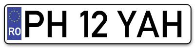 Placuta inmatriculare numar auto  PH-12-YAH, PH 12 YAH, PH12YAH
