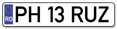 Placuta inmatriculare numar auto  PH-13-RUZ, PH 13 RUZ, PH13RUZ