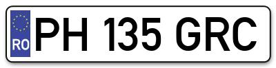 Placuta inmatriculare numar auto  PH-135-GRC, PH 135 GRC, PH135GRC