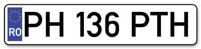 Placuta inmatriculare numar auto  PH-136-PTH, PH 136 PTH, PH136PTH
