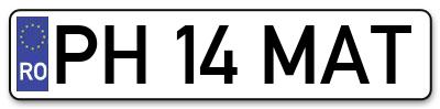 Placuta inmatriculare numar auto  PH-14-MAT, PH 14 MAT, PH14MAT