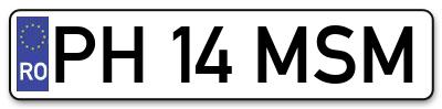 Placuta inmatriculare numar auto  PH-14-MSM, PH 14 MSM, PH14MSM