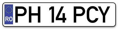 Placuta inmatriculare numar auto  PH-14-PCY, PH 14 PCY, PH14PCY