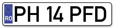 Placuta inmatriculare numar auto  PH-14-PFD, PH 14 PFD, PH14PFD