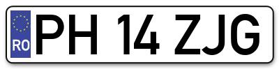 Placuta inmatriculare numar auto  PH-14-ZJG, PH 14 ZJG, PH14ZJG