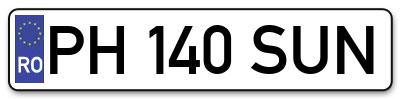 Placuta inmatriculare numar auto  PH-140-SUN, PH 140 SUN, PH140SUN