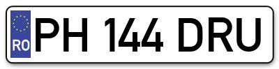 Placuta inmatriculare numar auto  PH-144-DRU, PH 144 DRU, PH144DRU