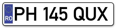 Placuta inmatriculare numar auto  PH-145-QUX, PH 145 QUX, PH145QUX