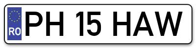 Placuta inmatriculare numar auto  PH-15-HAW, PH 15 HAW, PH15HAW