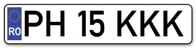 Placuta inmatriculare numar auto  PH-15-KKK, PH 15 KKK, PH15KKK