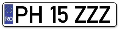 Placuta inmatriculare numar auto  PH-15-ZZZ, PH 15 ZZZ, PH15ZZZ
