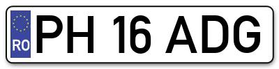 Placuta inmatriculare numar auto  PH-16-ADG, PH 16 ADG, PH16ADG
