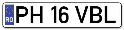 Placuta inmatriculare numar auto  PH-16-VBL, PH 16 VBL, PH16VBL