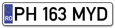 Placuta inmatriculare numar auto  PH-163-MYD, PH 163 MYD, PH163MYD