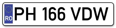 Placuta inmatriculare numar auto  PH-166-VDW, PH 166 VDW, PH166VDW
