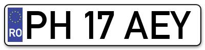 Placuta inmatriculare numar auto  PH-17-AEY, PH 17 AEY, PH17AEY